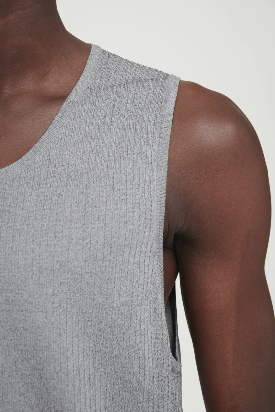 COS RIBBED-KNIT CREW-NECK TANK TOP GRAY MÉLANGE