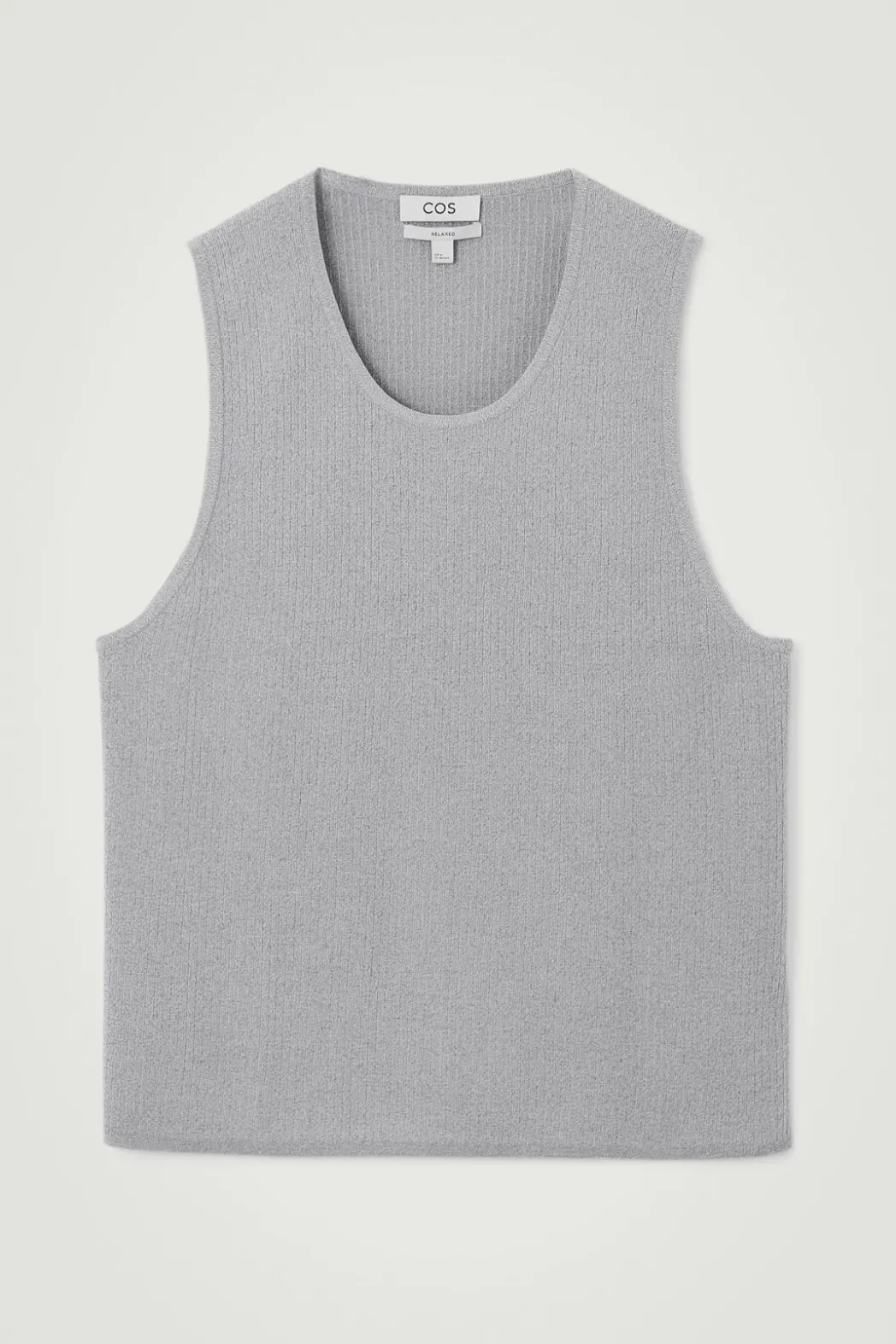 COS RIBBED-KNIT CREW-NECK TANK TOP GRAY MÉLANGE