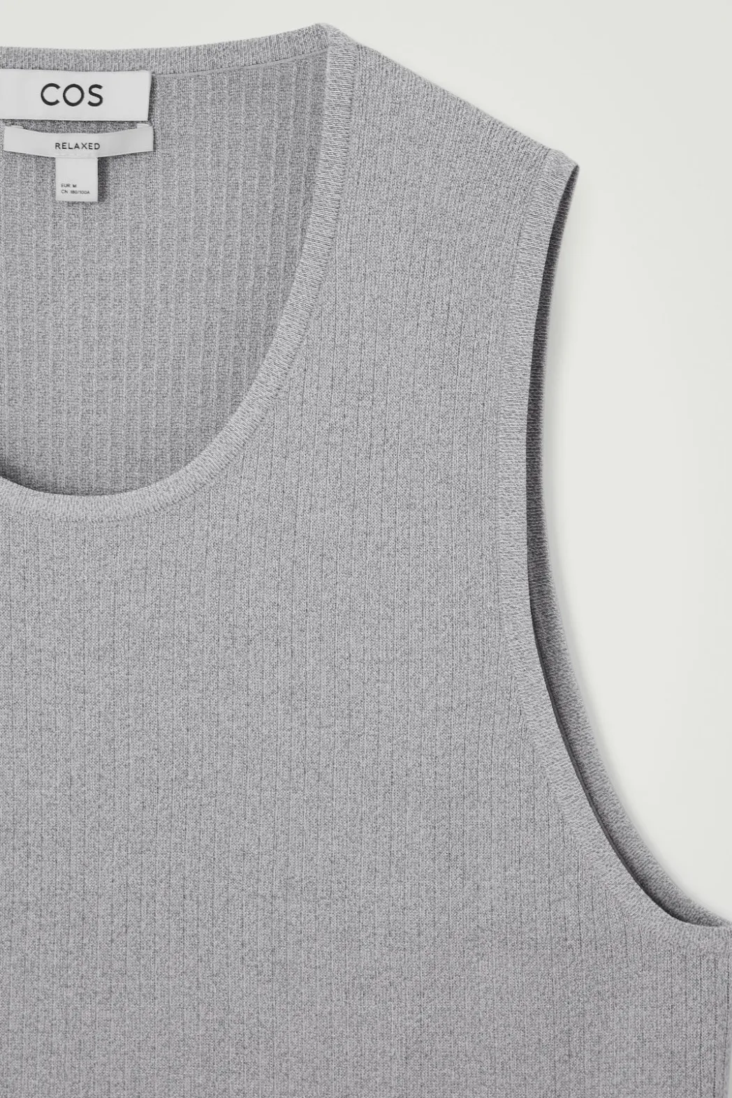 COS RIBBED-KNIT CREW-NECK TANK TOP GRAY MÉLANGE