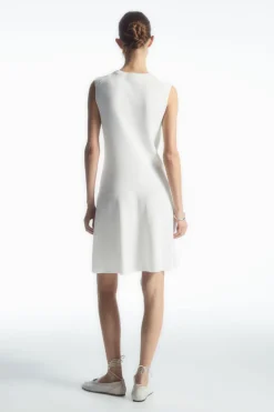 Sale COS RIBBED-KNIT DROPPED-WAIST MINI DRESS WHITE