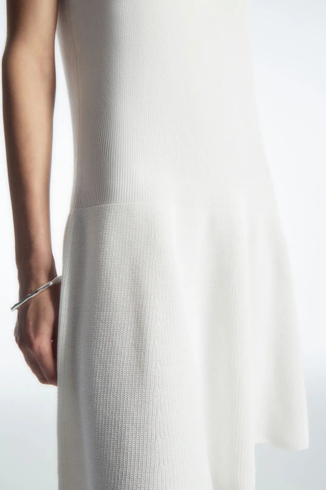 Sale COS RIBBED-KNIT DROPPED-WAIST MINI DRESS WHITE
