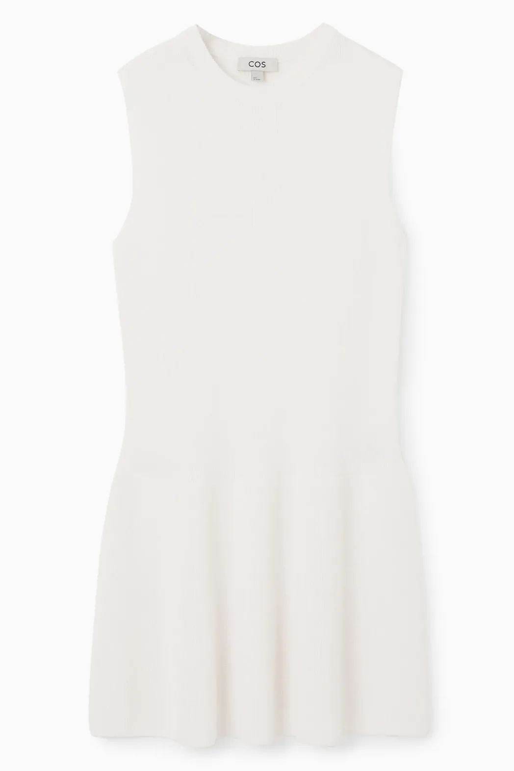 Sale COS RIBBED-KNIT DROPPED-WAIST MINI DRESS WHITE