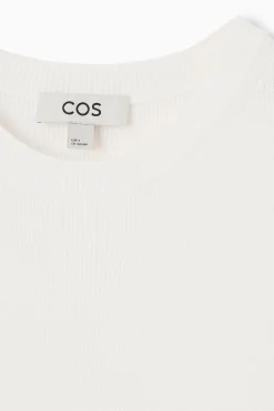 Sale COS RIBBED-KNIT DROPPED-WAIST MINI DRESS WHITE