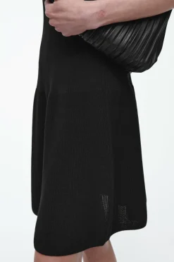 Discount COS RIBBED-KNIT DROPPED-WAIST MINI DRESS BLACK