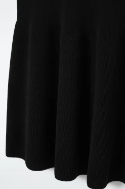 Discount COS RIBBED-KNIT DROPPED-WAIST MINI DRESS BLACK