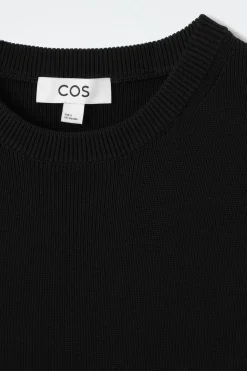 Discount COS RIBBED-KNIT DROPPED-WAIST MINI DRESS BLACK