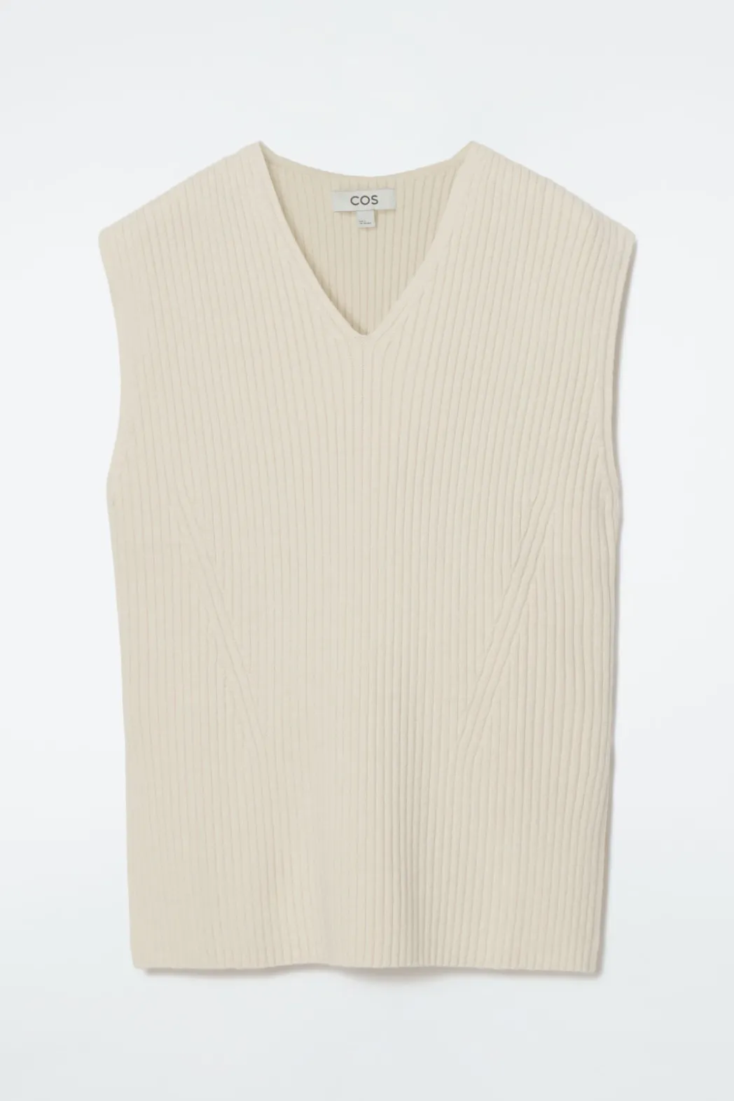 COS RIBBED-KNIT HOODED TANK TOP OFF-WHITE