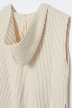 COS RIBBED-KNIT HOODED TANK TOP OFF-WHITE
