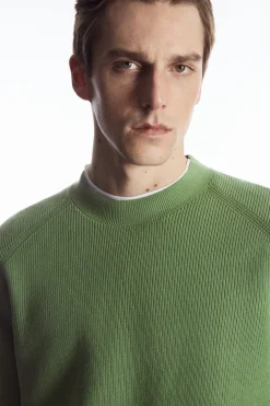 Sale COS RIBBED-KNIT SWEATER KHAKI GREEN