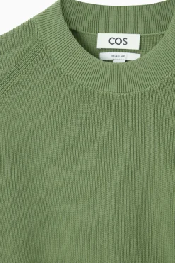 Sale COS RIBBED-KNIT SWEATER KHAKI GREEN