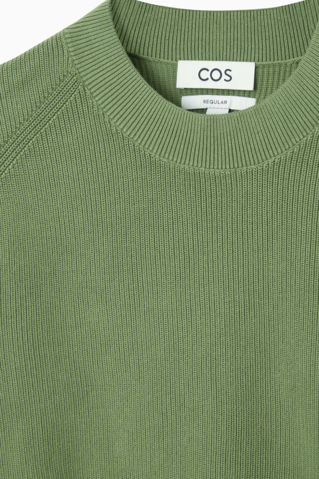 Sale COS RIBBED-KNIT SWEATER KHAKI GREEN