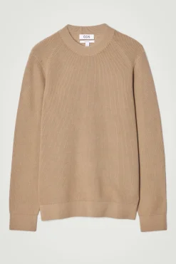 Discount COS RIBBED-KNIT SWEATER BEIGE