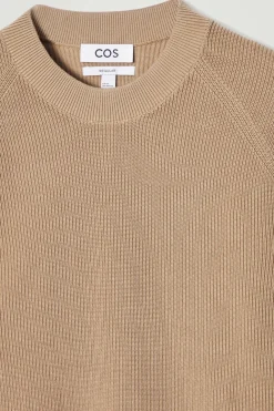 Discount COS RIBBED-KNIT SWEATER BEIGE