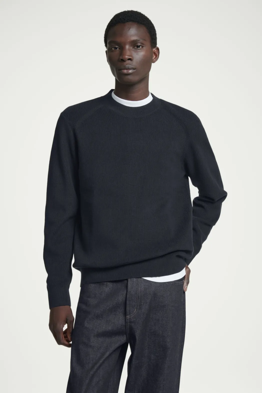 Sale COS RIBBED-KNIT SWEATER NAVY