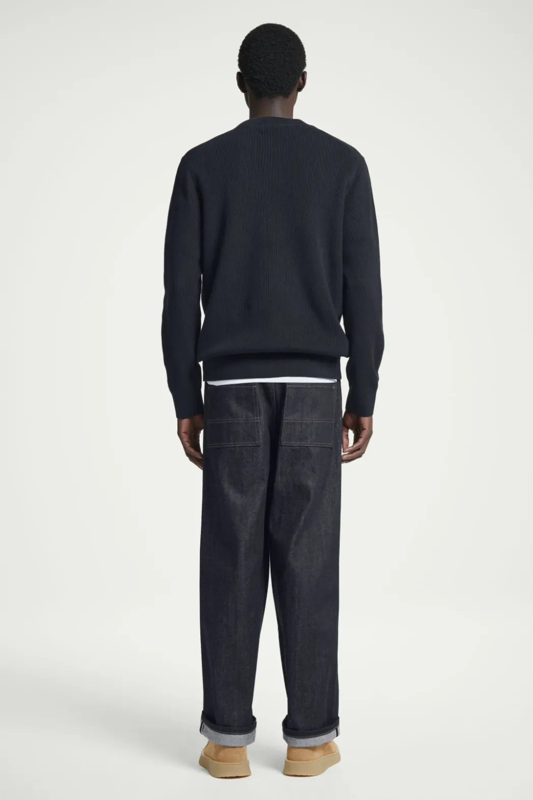 Sale COS RIBBED-KNIT SWEATER NAVY