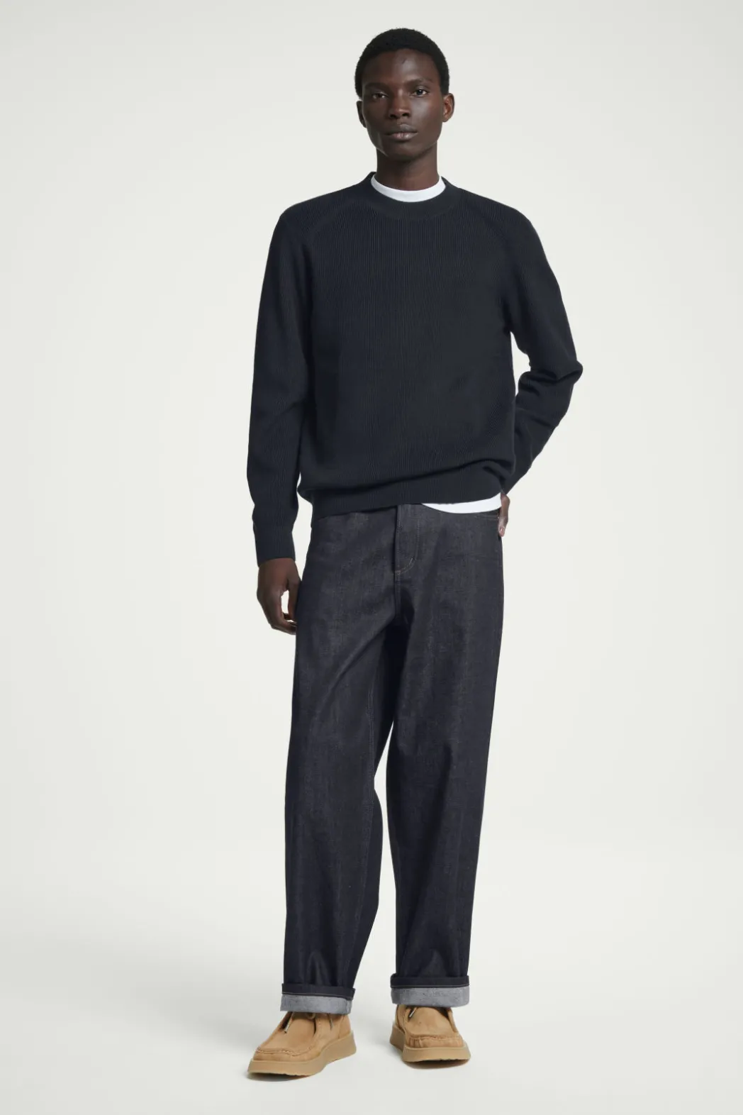 Sale COS RIBBED-KNIT SWEATER NAVY