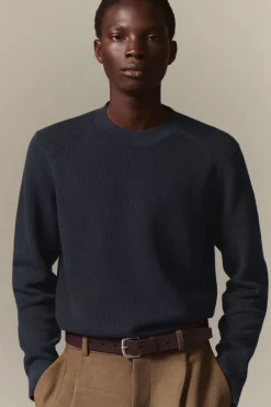 Sale COS RIBBED-KNIT SWEATER NAVY