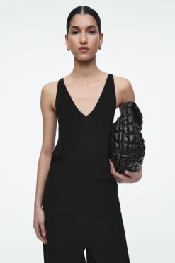 Sale COS RIBBED-KNIT TANK TOP BLACK