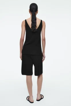 Sale COS RIBBED-KNIT TANK TOP BLACK