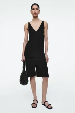 Sale COS RIBBED-KNIT TANK TOP BLACK