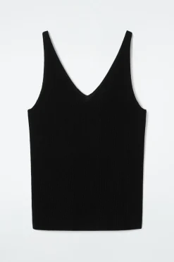 Sale COS RIBBED-KNIT TANK TOP BLACK