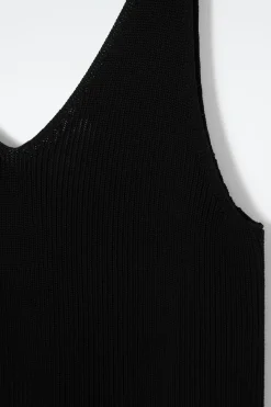 Sale COS RIBBED-KNIT TANK TOP BLACK