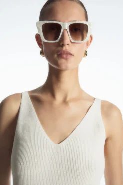 Hot COS RIBBED-KNIT TANK TOP WHITE