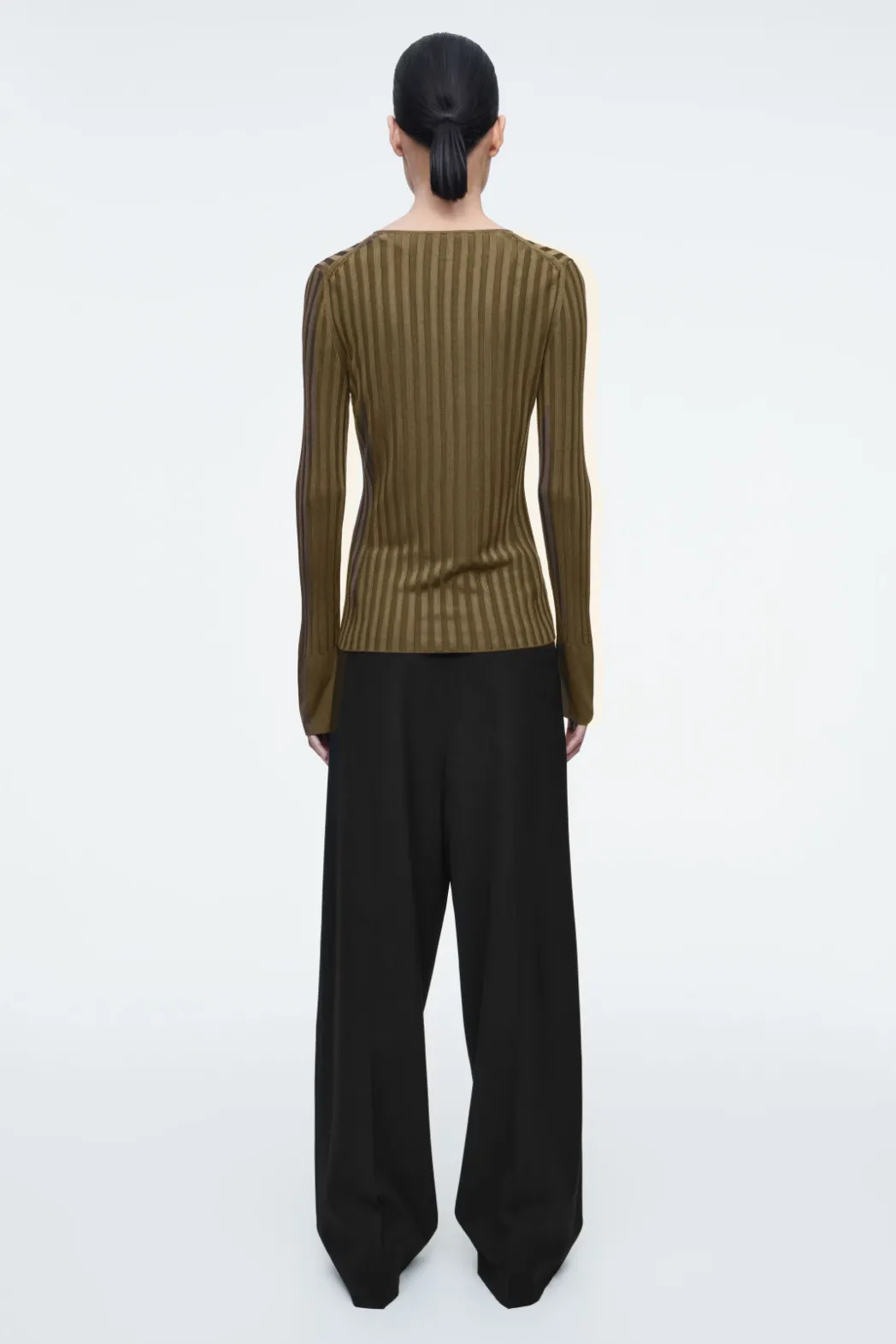 COS RIB-KNIT LONG-SLEEVED TOP BROWN