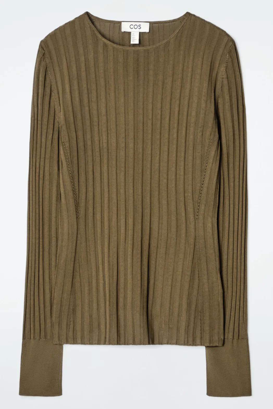 COS RIB-KNIT LONG-SLEEVED TOP BROWN