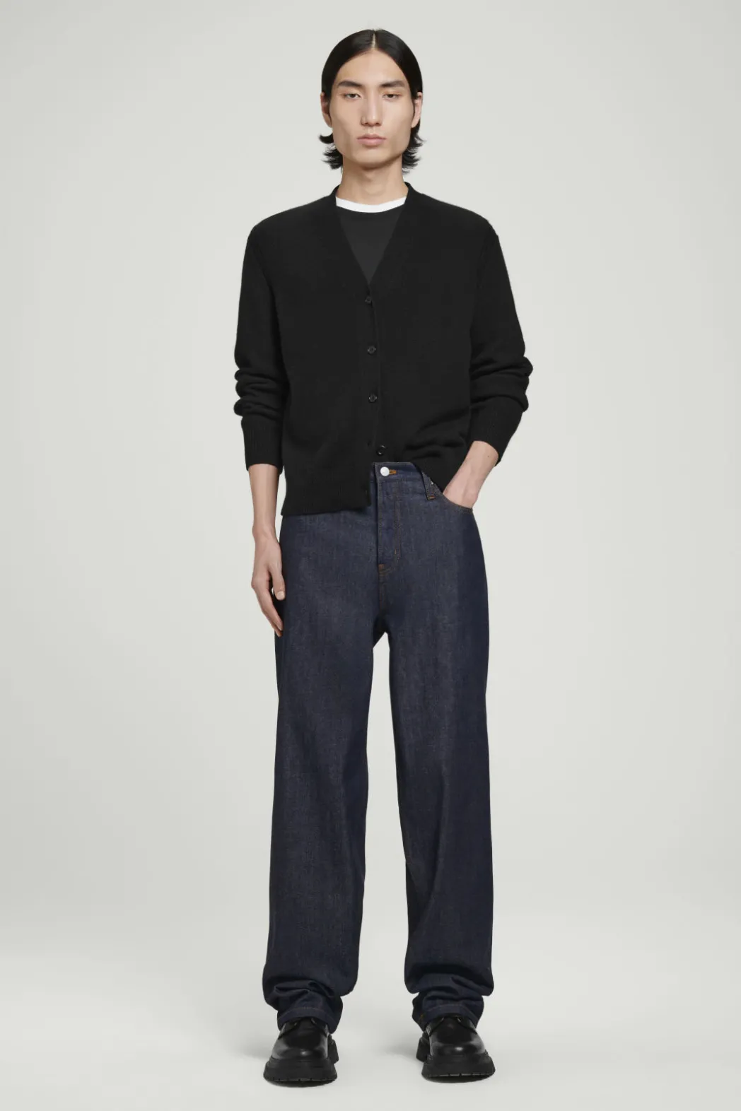 New COS RIDER SELVEDGE WIDE-LEG JEANS RAW INDIGO