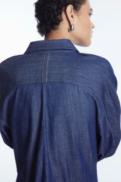 Hot COS ROUNDED DENIM SHIRT DRESS BLUE