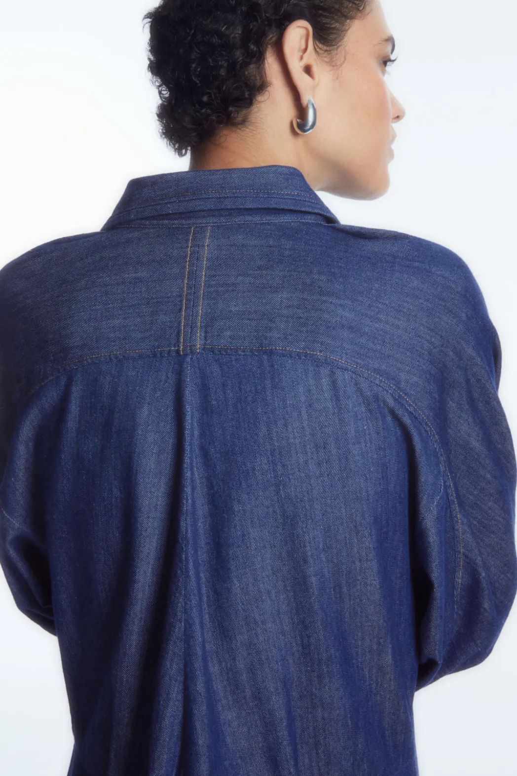 Hot COS ROUNDED DENIM SHIRT DRESS BLUE