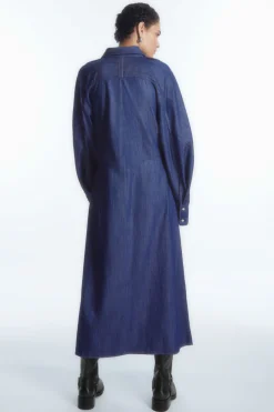 Hot COS ROUNDED DENIM SHIRT DRESS BLUE