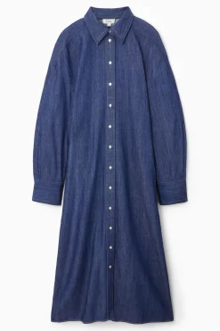 Hot COS ROUNDED DENIM SHIRT DRESS BLUE