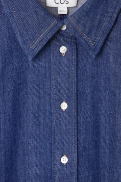 Hot COS ROUNDED DENIM SHIRT DRESS BLUE