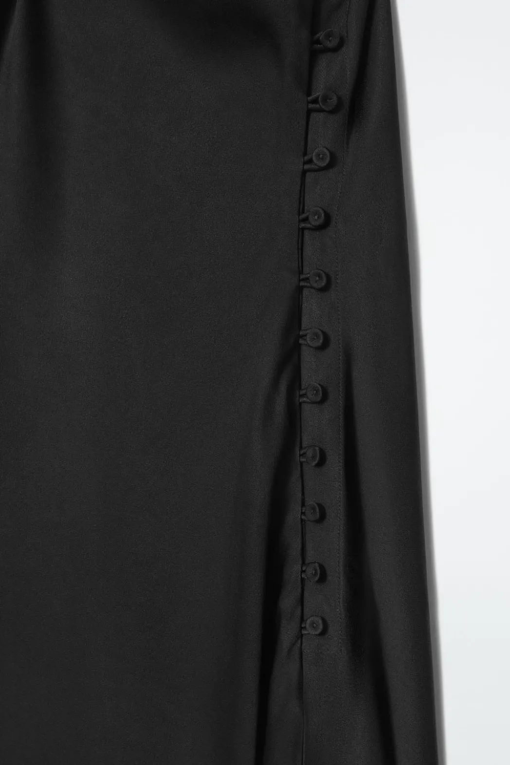New COS RUCHED BIAS-CUT SATIN DRESS BLACK