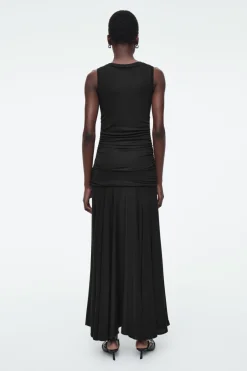 Online COS RUCHED MAXI DRESS BLACK