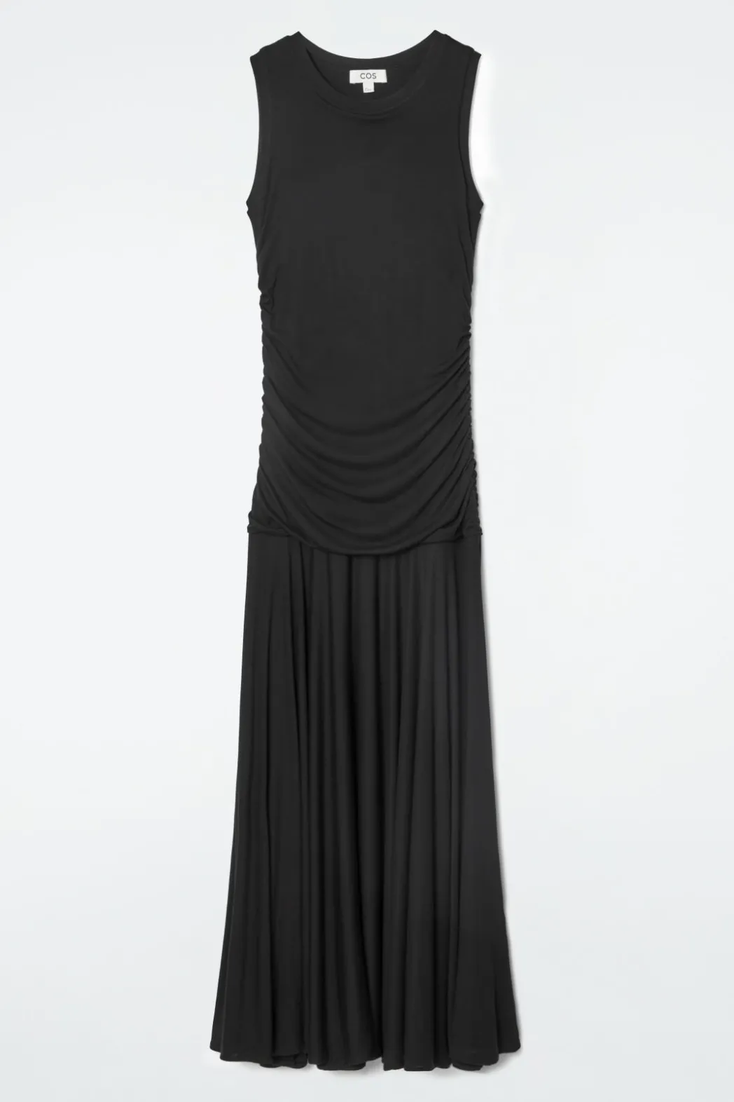 Online COS RUCHED MAXI DRESS BLACK