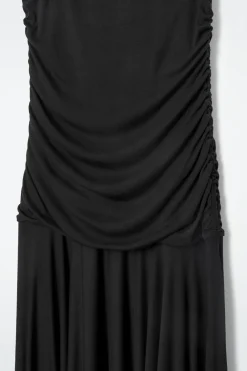 Online COS RUCHED MAXI DRESS BLACK
