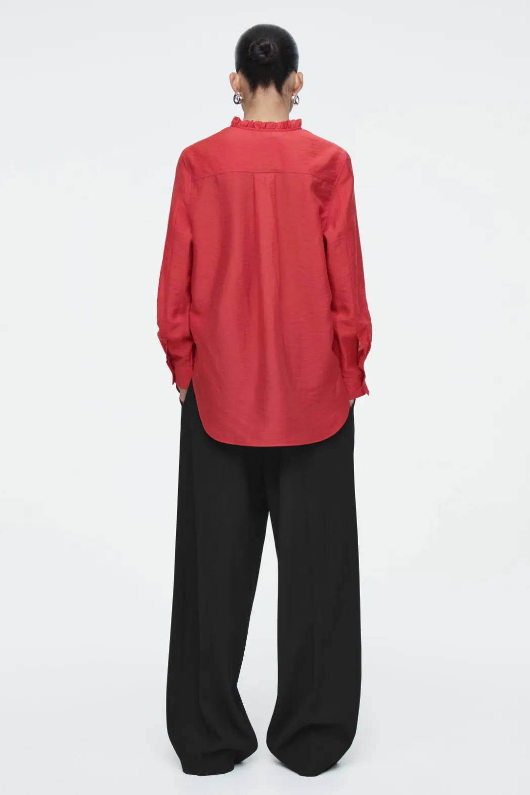 Discount COS RUFFLE-COLLAR POPLIN BLOUSE RED