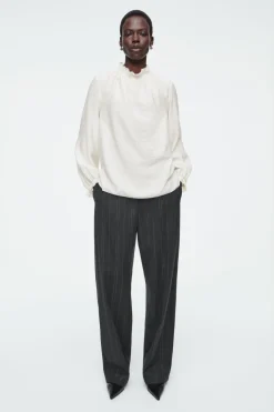 Hot COS RUFFLED HIGH-NECK BLOUSE OFF-WHITE