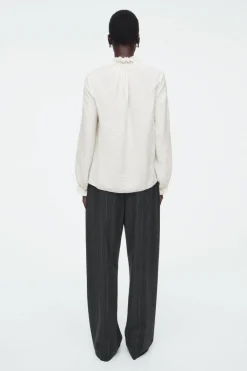 Hot COS RUFFLED HIGH-NECK BLOUSE OFF-WHITE