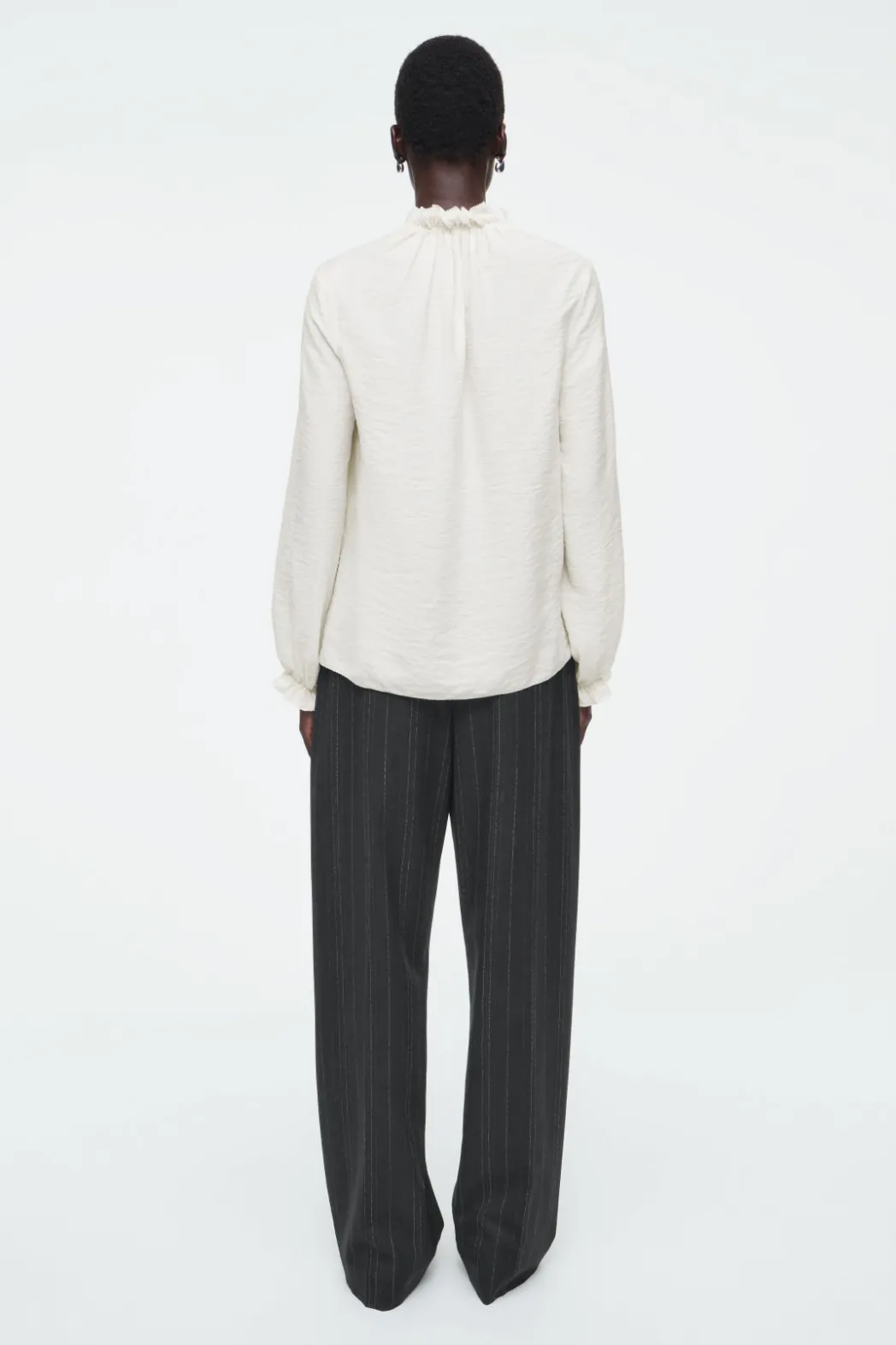 Hot COS RUFFLED HIGH-NECK BLOUSE OFF-WHITE