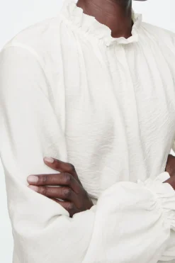 Hot COS RUFFLED HIGH-NECK BLOUSE OFF-WHITE