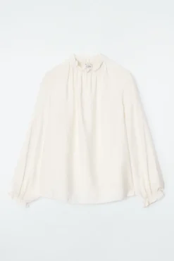 Hot COS RUFFLED HIGH-NECK BLOUSE OFF-WHITE
