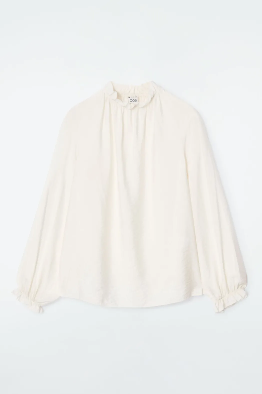 Hot COS RUFFLED HIGH-NECK BLOUSE OFF-WHITE