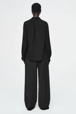 Discount COS RUFFLED HIGH-NECK BLOUSE BLACK