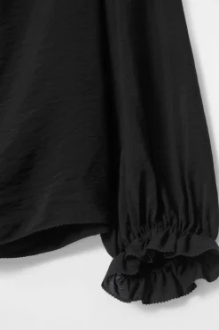 Discount COS RUFFLED HIGH-NECK BLOUSE BLACK