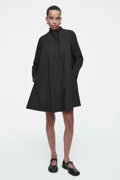 Hot COS RUFFLED SWING MINI DRESS BLACK
