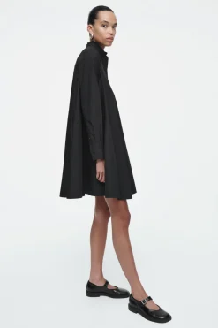 Hot COS RUFFLED SWING MINI DRESS BLACK